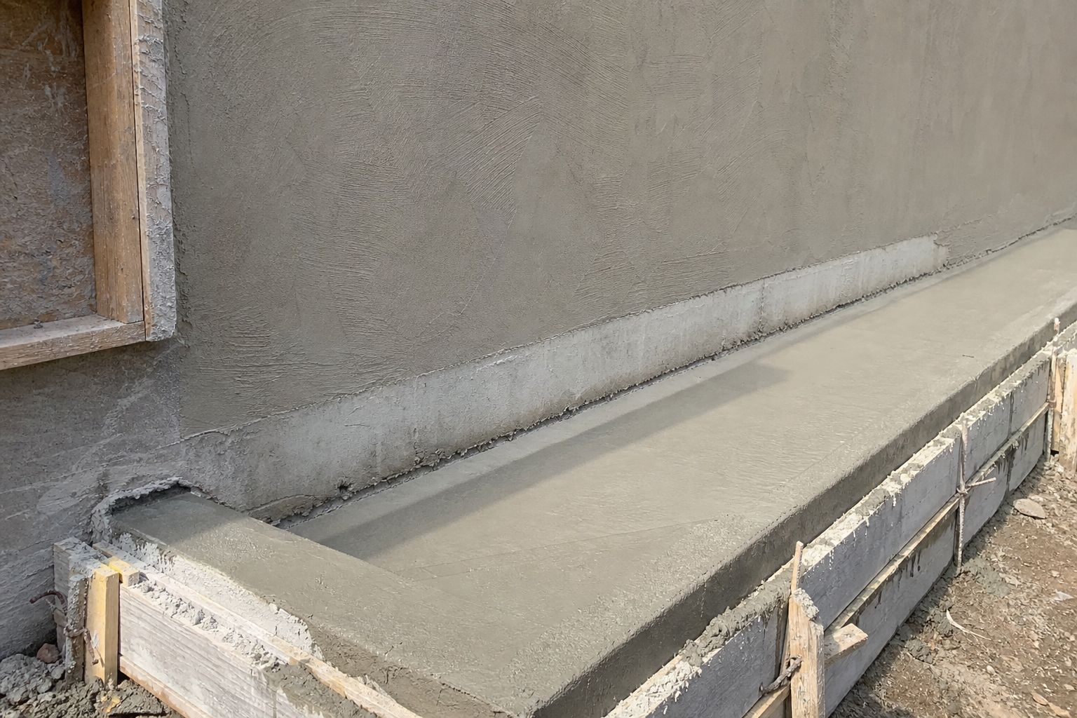 Verputz- und Betonarbeiten an Fundament und Fassade