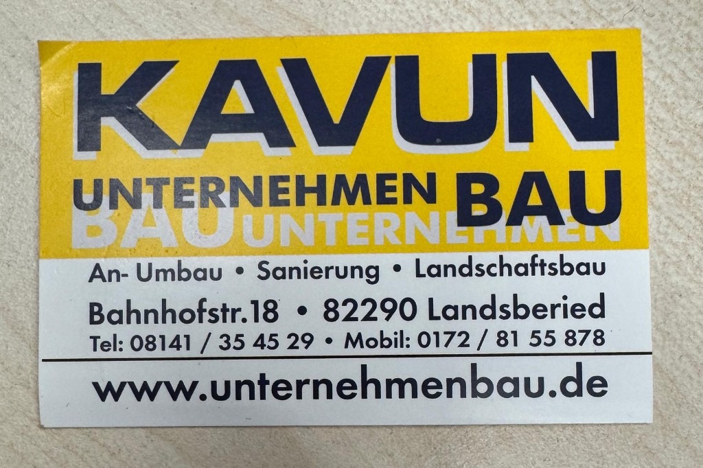 Visitenkarte KAVUN Unternehmen Bau